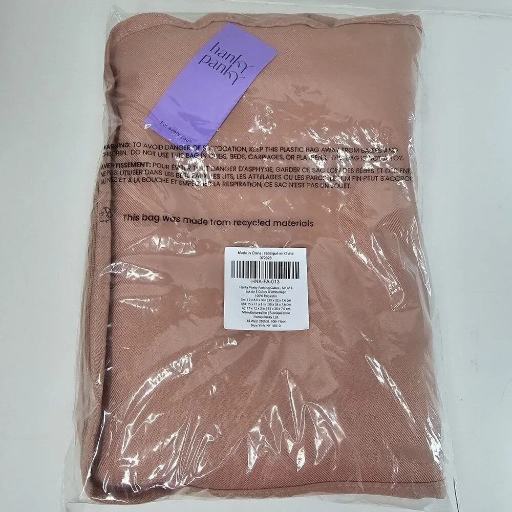 HANKY PANKY Packing Cubes Set of‎ 3 Clothing Organizer Pink Polyester Zip Travel